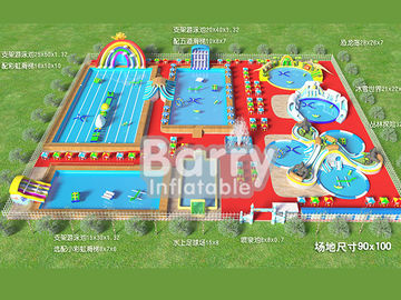 वाणिज्यिक inflatable जल पार्क उपकरण, धातु फ्रेम inflatable मनोरंजन पार्क