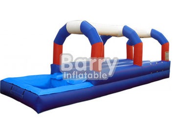 पूल पशु थीम के साथ नीला / लाल / सफेद डबल लेन Inflatable पर्ची एन स्लाइड