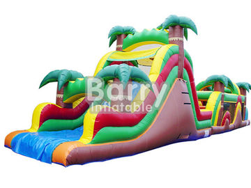 स्लाइड के साथ जंगल Inflatable बाधा पाठ्यक्रम / बाधा कोर्स जंपर्स