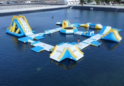 जलरोधक inflatable पानी स्लाइड पार्क ब्लास्ट अप वाटर पार्क BS7837