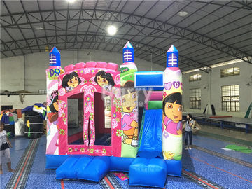 डिजिटल प्रिंटिंग के साथ गुलाबी राजकुमारी बड़ी डोरा Inflatable बाउंस हाउस वाणिज्यिक