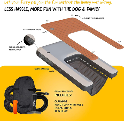 अनुकूलित लोगो Inflatable Floating Dock DWF PVC Tarpaulin Water Inflatable Dog Ramp For Dog Swim