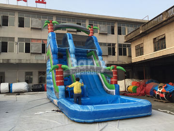 प्रिंटिंग के साथ ग्रीष्मकालीन पाम ट्री Inflatable आउटडोर पानी स्लाइड