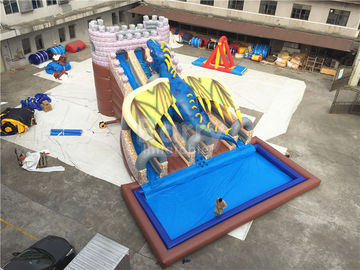 औद्योगिक वाणिज्यिक ग्रेड ड्रैगन बिग Inflatable जल स्लाइड 15 * 11 * 8 मीटर अनुकूलित