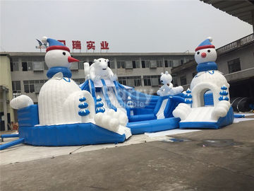 स्लाइड ब्लू एंड व्हाइट के साथ आउटडोर कमाल भालू Inflatable जल पार्क