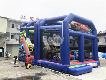 शेल्टर कवर के साथ बच्चों / बच्चा के लिए आउटडोर कार्टून Inflatable उछाल स्लाइड