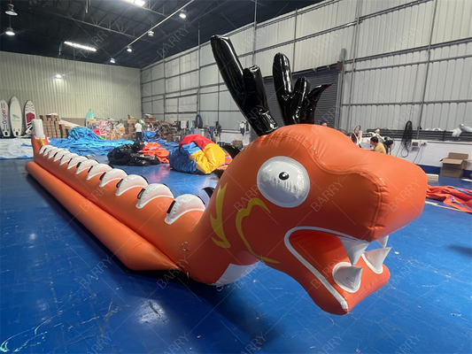 पानी के खिलौने खेल समुद्री ड्रैगन आकार एकल ट्यूब 12 लोग inflatable केला नाव उड़ान नाव