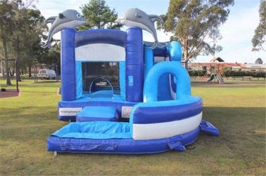 वाणिज्यिक बच्चों Inflatable पानी गीला सूखी कॉम्बो बाउंसर महल लोगो मुद्रण के साथ पूल के साथ