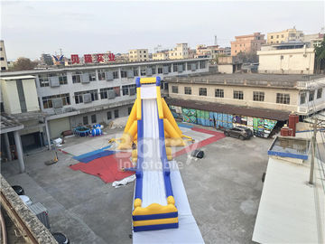 पूल के साथ आउटडोर पब्लिक गार्डन बिग येलो कमर्शियल इन्फ्लेटेबल वॉटर स्लाइड