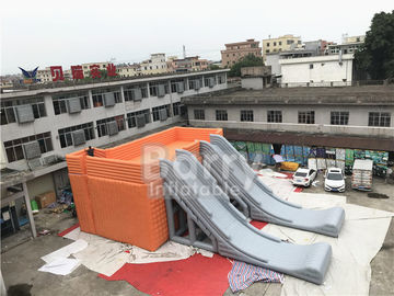 नई डिजाइन वाणिज्यिक उपयोग कमाल पागल डबल लेन बच्चों Inflatable स्लाइड