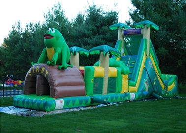 दिलचस्प मेंढक Inflatable बाधा कोर्स, बच्चों के लिए आउटडोर खेल का मैदान बाधा कोर्स