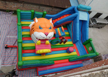मनोरंजन टाइगर हेड बच्चों स्लाइड के साथ Inflatable उछाल कैसल