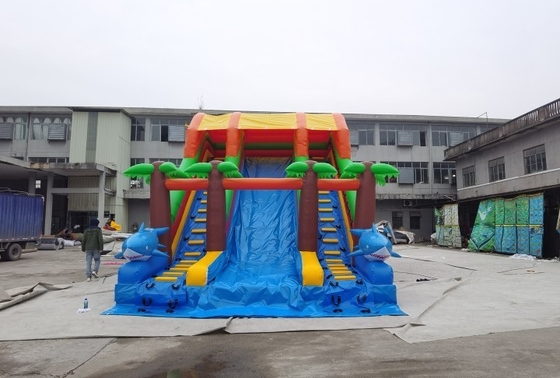 0.55 मिमी पीवीसी वाणिज्यिक Inflatable पाम ट्री जल स्लाइड EN14960 मानक