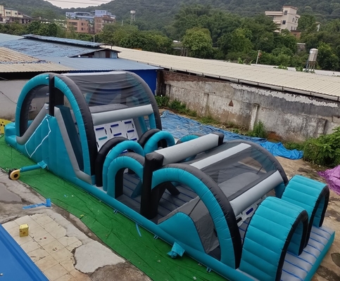 0.55 मिमी पीवीसी इन्फ्लेटेबल 5k रन बाधा कोर्स बाउंसर 17mL * 4mW यूवी प्रतिरोधी