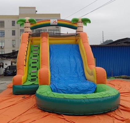 0.55 मिमी पीवीसी वाणिज्यिक Inflatable जल स्लाइड पाम पेड़